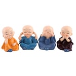 Tiiyee 4 Monks Figurine Statue, Little Monks Hear No Evil See No Evil Speak No Evil Do No Evil for Wall Shelf Table Desktop Car Dashboard Decoration Home Office Decor