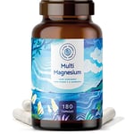 Multi-Magnésium 180 capsules, hautement dosé 7 sources bioactives de magnesium: phyto-magnésium, magnesium bisglycinate, citrate & glycinate - 2140mg de magnésium