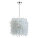 Lustre Suspension en Plume Blanch 22cm Lustre Abat-Jour Moderne Prise E27 pour Salon Chambre Bureau Ampoule non Incluse