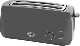 Quest 4 Slice Toaster Grey - Extra Wide Long Slots for Crumpets and Bagels - 6 