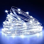 Languette 50 Lumières LED de Noël Blanc Glace A Batterie Câble Cuivre 5,2 M Ext