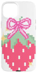 iPhone 15 Plus Pixel Pink Bows with Strawberry Video Game bow for girls Case