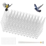 OFFCUP Pic Anti-Pigeon en Acier Inoxydable 3M, Lot de 12 Pique Anti Pigeon 25cm Respectueux des Animaux avec 50 Nano Colle Ronde et 24 Attache de Câble pour Effrayer Corbeaux Moineaux Chat