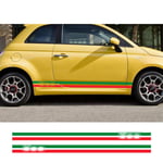 FANGPAN 2 pièces Drapeau Italien Auto Vinyle PVC décalcomanies, pour Fiat 500 Abarth, Porte de Voiture Rayures latérales Jupe décalcomanies Graphiques Autocollants Accessoires de Voiture