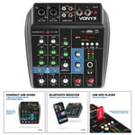 Vonyx VMM100 3-Channel PA Music Mixer with USB Audio Interface and Bluetooth