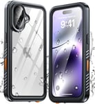 ANTSHARE for iPhone 16 Case, IP68 Waterproof Shockproof Case for iPhone 16 with [Built-in Screen/Camera Protector], 360 Full Body Sealed Protective Front and Back Cover for iPhone 16 6.1” - Black