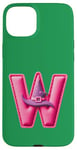 iPhone 15 Plus Pink Letter "W" on a Women Girls Ladies Witches Green Color Case