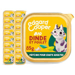 Edgard & Cooper Pâté pour Chat Biologique, (Dinde Bio, 85g x 16), Biologique, Viande fraîche et protéines de qualité, Vrais ingrédients pour Chat, Pâté pour Chat stérilisé et Actif