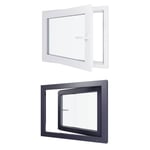 Fenêtre PVC - LxH 900x700 mm - Triple vitrage - Blanc intérieur - Anthracite extérieur - Ferrage Gauche