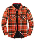 Veste chaude pour homme en flanelle entièrement doublée en polaire Sherpa, Orange Plaid, XX-Large