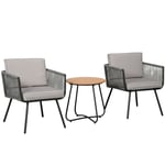 Rootz 3 -stycken Garden Furniture Set - Rattan Patio Set - Outdoor Lounge - Bekväma kuddar - Fåtölj: 61x64x64cm - Soffbord: Ø49.5x50cm