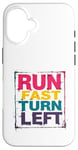 iPhone 16 Run Fast Turn Left - Funny Track Runner Motivational Fitness Case