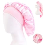 Lång Sovmössa - Satin Bonnet - Hårvårdsmössa Sleep Cap One-Size Rosa rosa