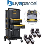 Dewalt 5 Piece Tstak Tower 2 Drawer Units Deep Case + Tote Wheeled Cart Trolley