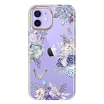 JIAXIUFEN Coque iPhone 12 Mini Coque TPU Gel Housse Etui Protection Mince Souple Coque pour iPhone 12 Mini 5.4 Pouce - Butterfly Flower Purple