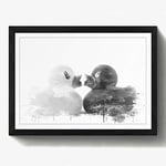 Arty Pie Framed Print Black A2 (24.5x18 Inch) Rubber Ducks Opposites Attract V3, Wood, Multi-Colour, 60 x 42 x 2 cm