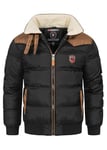 Geographical Norway Abramovitch Men - Manteau Chaud Fourrure Automne Hiver - Veste Chaude Homme Blouson Manches Longues Coupe Vent Parka Style - Cadeau Ideal Hommes (Noir 4XL)