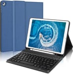 Coque Ipad 6 Génération Avec Clavier,Clavier Italien,Clavier Bluetooth Sans Fil,Bleu Marine