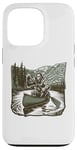 Coque pour iPhone 13 Pro Sasquatch Canoe Paddling - Bigfoot Boater Great Outdoors