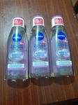 3 X NIVEA MICELLAR WATER SOOTHING 2 00ML  0% RESIDUE SENSITIVE SKIN