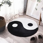 Svart och vit Yin och Yang matta Tai Chi buddhistisk rund matta vardagsrum sovrum Yingyang böne ring golvmatta toftad mjuk matta 50X50CM 50X50CM A