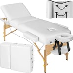 TecTake® Table de Massage Pliante Professionnelle 3 Zones Épaisseur de 13 cm Massage et Relaxation Bois Table Esthetique Professionnel Lit de Massage Portable Housse de Transport - Blanc