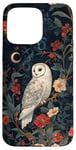 iPhone 15 Pro Max White Owl Moon Flowers Cottagecore Case