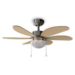 Cecotec Ventilateur de Plafond avec Lumière EnergySilence Aero 350 50 W, Basse Consommation, Diamètre 81 cm, 6 Pales Réversibles, 3 Vitesses, Fonction Hiver, Finition Blanc/Bois