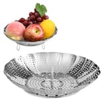 Vicloon Panier Vapeur INOX, Paniers Cuit-Vapeur Inoxydable, Pliable Panier Vapeur avec 3 Pieds en Acier INOX, Pliable Vegetable Steamer Accessoire pour La Nourriture Légumes Fruits - Petite