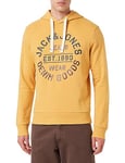 JACK & JONES Men's Jjmikk Sweat Hooded Sweatshirt, Honey Gold/Print:Big, L