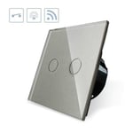 Ledbox - Interrupteur double à effleurement + télécommande, gris frontal