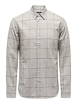 ONLY & SONS Men's Onslars Ls Reg Brush Check Shirt Work Utility T, Light Grey Melange/Checks:Monks Robe, L