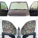 Kit Store de fenêtre Compatible avec VW Caddy (2004-2020) (kit Complet + Porte de Grange), Couleur Dorsale de Couleur Camouflage, réversible et Thermique