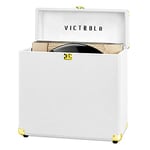 Victrola Étui de rangement et de transport vintage pour disques vinyles – 33 1/3, 45 et 78 tr/min, peut contenir 30 albums, parfait pour votre collection de disques précieux, blanc, 1SFA (VSC-20-WHT)