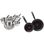 Morphy Richards 970002 Induction Frying Pan and Saucepan Set With Lids, Stay Cool Handles, 5 Piece Set & Tefal Taste Twin Pack, Aluminium Frying Pans, Pan Set, Pans 20 cm and 28 cm diameter, Pack of 2