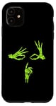 iPhone 11 Green Graphic Skeleton Hands Shhh Say Less Green Graphic Case