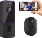 guggre Wireless Video Doorbell & Indoor Ring 3.4*4.5*13.7 CM, Purple & Black 