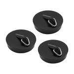 Lot de 3 bouchons de lavabo universels noirs, bouchon d'évier de cuisine, bouchon de bain, bouchon pour canalisation de lavabo, bouchon universel de