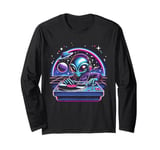 Retro Alien Party Disco DJ Mixing at the Dance Music Decks Long Sleeve T-Shirt