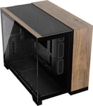 CORSAIR 2500X Small-Tower mATX Dual Chamber PC Case – Panoramic Tempered Glass – Reverse Connection Motherboard Compatible – No Fans Included – Black/Walnut Wood