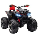 HOMCOM 12V Quad Bike ATV with LED Lights, Music, for Kids, Red