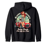 Racing Hearts, One Lap At A Time Pinup Zip Hoodie