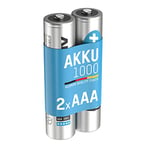 ANSMANN Piles rechargeables NiMH Micro AAA 1000 mAh (lot de 2) – Piles HR6 à faible autodécharge & haute capacité – Petits accumulateurs pour appareils énergivores (caméras, appareils de mesure, etc.)