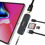 AYCLIF Hub USB C pour iPad Pro, Adaptateur 6 en 1 USB C pour iPad Pro 2021 2020 12,9/11", iPad Air 4 avec HDMI 4K, Port USB 3.0, Lecteur de Carte SD/TF, Charge Rapide PD 100 W et Prise Casque 3,5 mm