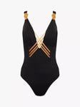 NAIA Beach Raquel Interlaced Front Swimsuit, Black