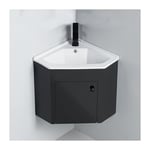 Rue Du Bain - Meuble Bas d'angle Salle de bain Noir Brillant 42x42 cm - Dark