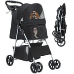 YITAHOME Poussette pour chien à 4 roues avec panier de rangement, poussette pour animaux de compagnie de petite et moyenne taille, chariot de voyage pliable avec porte-gobelet et panier de rangement