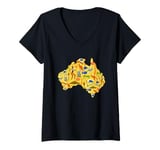 Womens Australia Down Under Culture Australian Flag Map Gift V-Neck T-Shirt