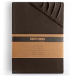 DecoKing Drap-Housse en 100% Coton Peigné Jersey, Amber Collection, 100x200-120x200 cm, Marron Chocolat