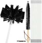 Kit De Brosse De Cheminée, Kit De Nettoyage Pour Aération, 1 Tête De Brosse En Nylon Avec 9 Tiges Flexibles De 410 Mm, 1 Longue Brosse Pour Cheminée, Sèche-Linge, Tuyau D'Évacuation Des Eaux Usées,